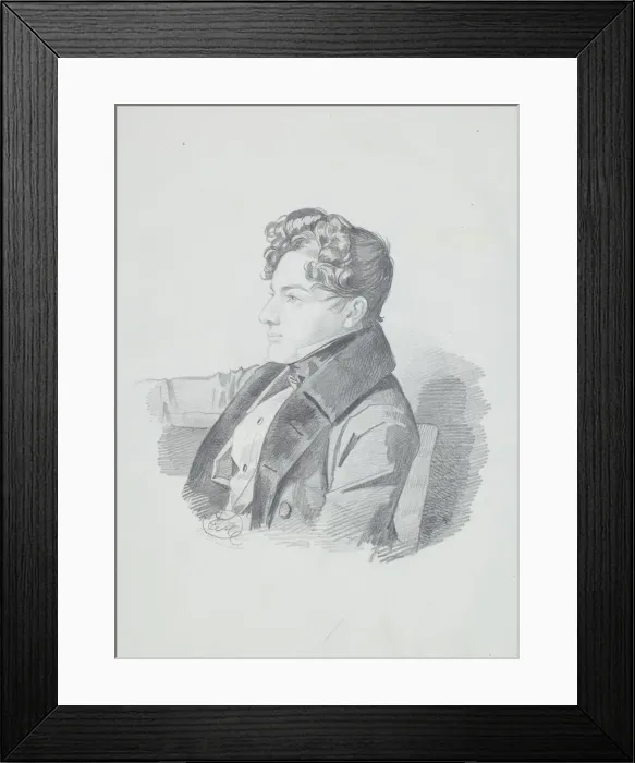 Framed Print : Portrait of Vasily Viktorovich Kochubey (1812-1850), c. 1832. Creator: Hampeln, Carl Framed Print : Portrait of Vasily Viktorovich Kochubey (1812-1850), c. 1832. Creator: Hampeln, Carl