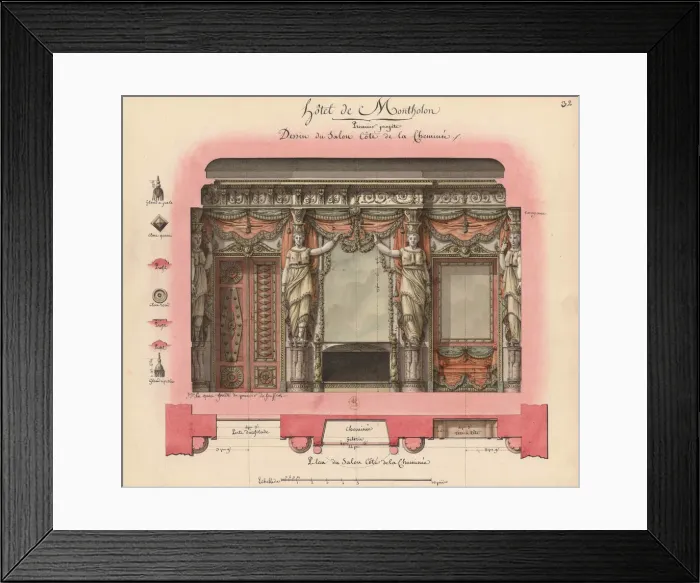 Framed Print : Hotel Montholon. Projet de salon, 1786. Creator: Lequeu, Jean-Jacques (1757-1826) Framed Print : Hotel Montholon. Projet de salon, 1786. Creator: Lequeu, Jean-Jacques (1757-1826)