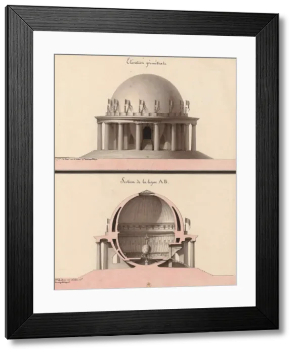 Framed Print : Elevation d un temple a l Egalite, pour le jardin du philosophe Framed Print : Elevation d un temple a l Egalite, pour le jardin du philosophe