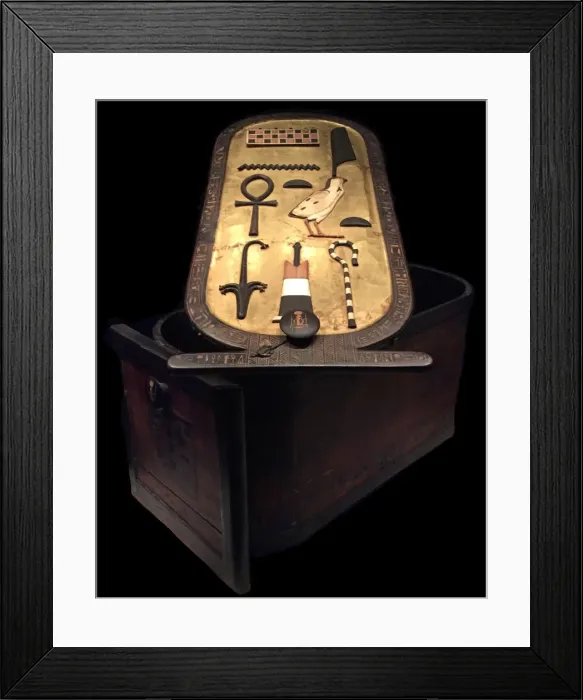 Framed Print : Cartouche shaped box from the Tutankhamun tomb, 14th cen. BC. Creator: Ancient Egypt Framed Print : Cartouche shaped box from the Tutankhamun tomb, 14th cen. BC. Creator: Ancient Egypt