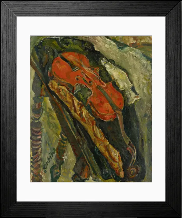 Framed Print : Nature morte au violon, pain et poisson (Still life with violin, bread and fish), c Framed Print : Nature morte au violon, pain et poisson (Still life with violin, bread and fish), c