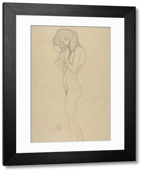 Framed Print : Standing Female Nude (Study for The Beethoven Frieze), 1901. Creator: Klimt, Gustav (1862-1918) Framed Print : Standing Female Nude (Study for The Beethoven Frieze), 1901. Creator: Klimt, Gustav (1862-1918)