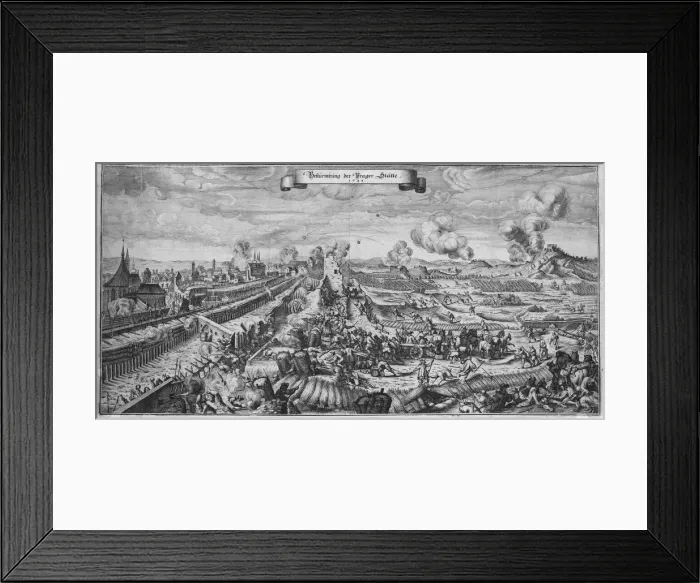 Framed Print : The Battle of Prague on October 1648, 1648. Creator: Merian, Matthaus, the Elder (1593-1650) Framed Print : The Battle of Prague on October 1648, 1648. Creator: Merian, Matthaus, the Elder (1593-1650)