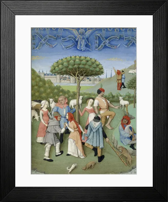 Framed Print : Annunciation to the shepherds: country dance. From Heures de Charles d Angouleme, c Framed Print : Annunciation to the shepherds: country dance. From Heures de Charles d Angouleme, c