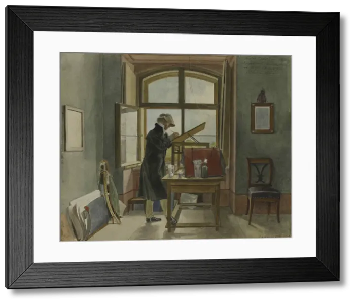 Framed Print : Johann Christoph Erhard in his studio, 1818. Creator: Klein, Johann Adam (1792-1875) Framed Print : Johann Christoph Erhard in his studio, 1818. Creator: Klein, Johann Adam (1792-1875)