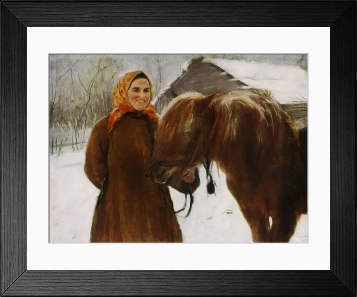 Framed Print : Woman with a Horse, 1898, (1965). Creator: Valentin Serov Framed Print : Woman with a Horse, 1898, (1965). Creator: Valentin Serov