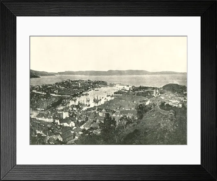 Framed Print : Birds eye view of the harbour, Bergen, Norway, 1895. Creator: Unknown Framed Print : Birds eye view of the harbour, Bergen, Norway, 1895. Creator: Unknown