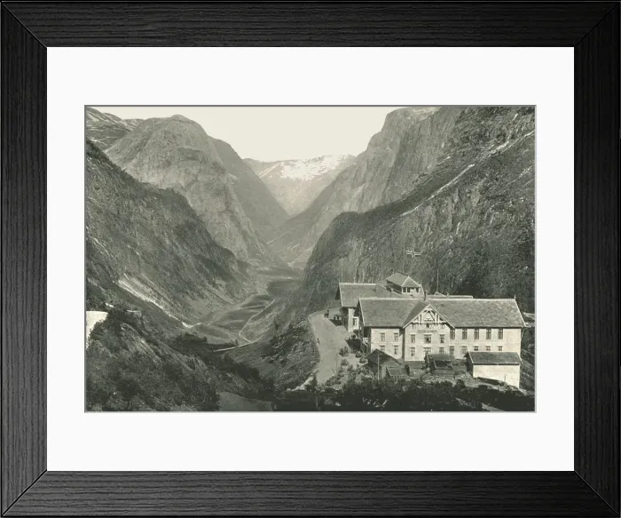 Framed Print : The Valley and Hotel, Stalheim, Norway, 1895. Creator: Poulton & Co Framed Print : The Valley and Hotel, Stalheim, Norway, 1895. Creator: Poulton & Co