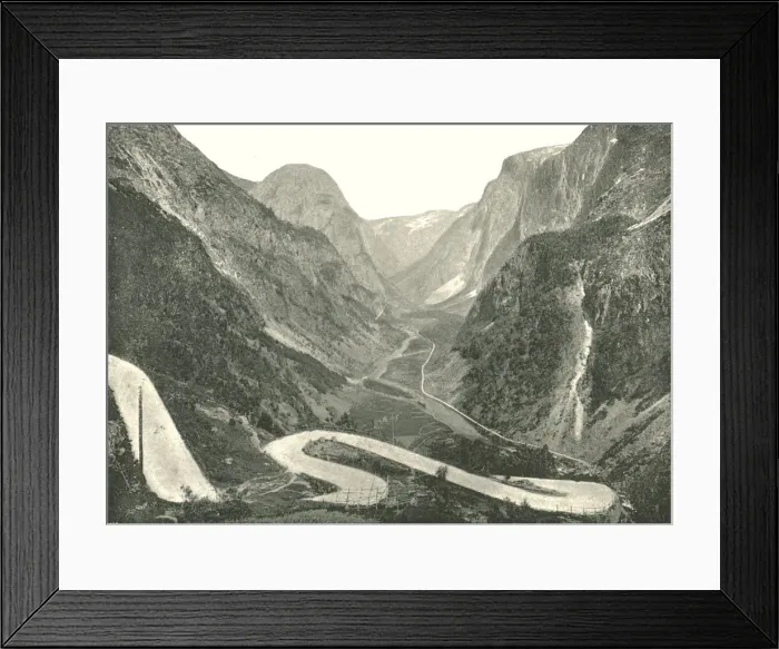 Framed Print : The Zig-Zag road and Waterfalls, Stalheim, Norway, 1895. Creator: Poulton & Co Framed Print : The Zig-Zag road and Waterfalls, Stalheim, Norway, 1895. Creator: Poulton & Co