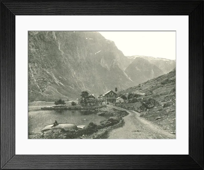 Framed Print : Telephone Station and Hotels, Gudvangen, Norway, 1895. Creator: Poulton & Co Framed Print : Telephone Station and Hotels, Gudvangen, Norway, 1895. Creator: Poulton & Co
