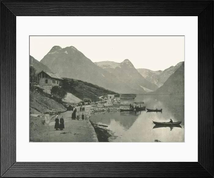 Framed Print : Mundal, on the Fjaerlandsfjorden, Sogn, Norway, 1895. Creator: Poulton & Co Framed Print : Mundal, on the Fjaerlandsfjorden, Sogn, Norway, 1895. Creator: Poulton & Co