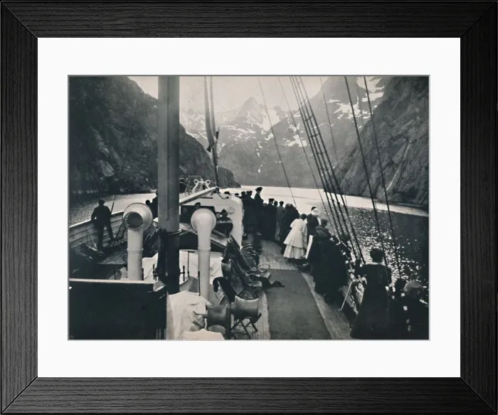 Framed Print : Tourist Steamer in Trold Fjord, 1914. Creator: Unknown Framed Print : Tourist Steamer in Trold Fjord, 1914. Creator: Unknown