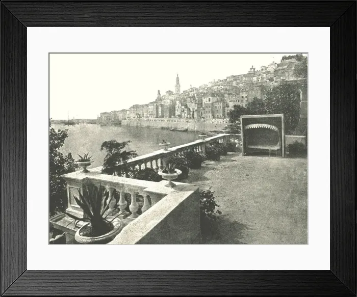 Framed Print : View of the town from the bay, Menton, France, 1895. Creator: Unknown Framed Print : View of the town from the bay, Menton, France, 1895. Creator: Unknown