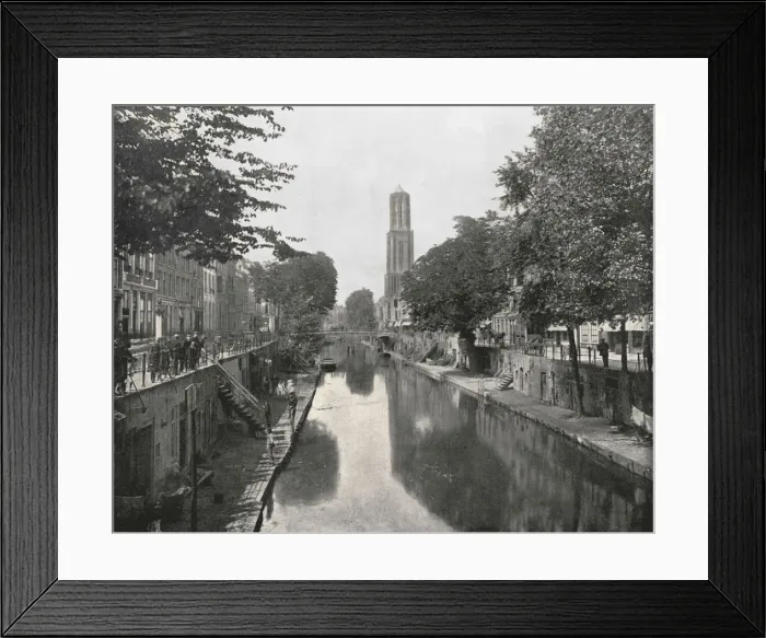 Framed Print : Old Canal and Dom Tower, Utrecht, Netherlands, 1895. Creator: Unknown Framed Print : Old Canal and Dom Tower, Utrecht, Netherlands, 1895. Creator: Unknown