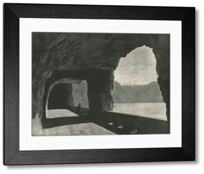 Framed Print : The Axenstrasse, near Fluelen, Switzerland, 1895. Creator: Unknown Framed Print : The Axenstrasse, near Fluelen, Switzerland, 1895. Creator: Unknown