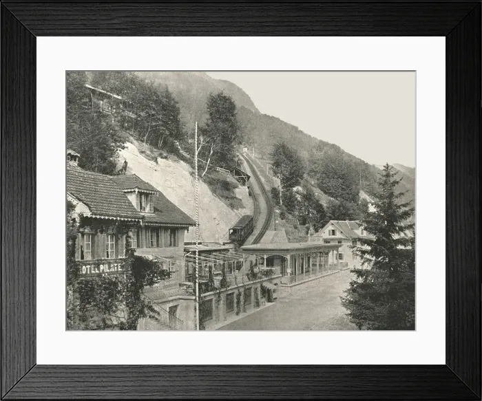 Framed Print : Starting point of the Pilatus Railway, Alpnachstad, Switzerland, 1895. Creator: W &s Ltd Framed Print : Starting point of the Pilatus Railway, Alpnachstad, Switzerland, 1895. Creator: W &s Ltd