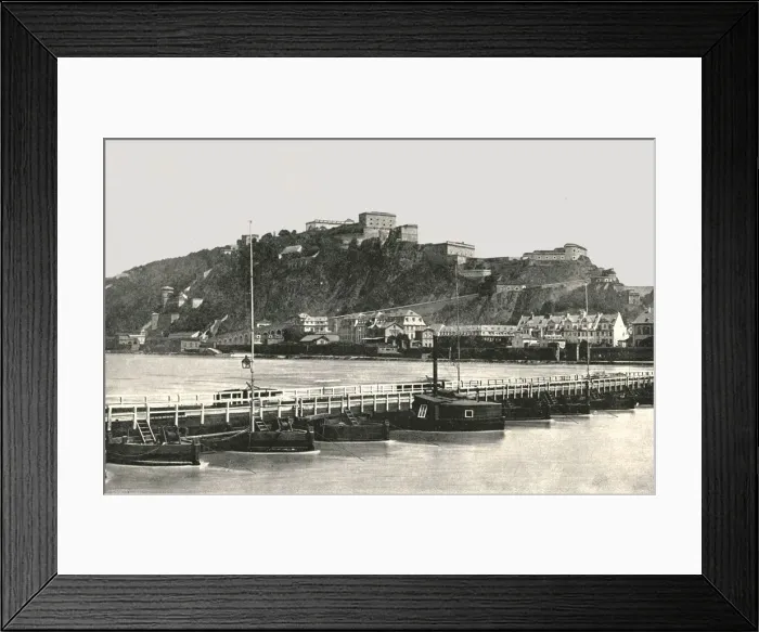 Framed Print : The Fortress of Ehrenbreitstein on the Rhine, Germany, 1895. Creator: Francis Frith & Co Framed Print : The Fortress of Ehrenbreitstein on the Rhine, Germany, 1895. Creator: Francis Frith & Co