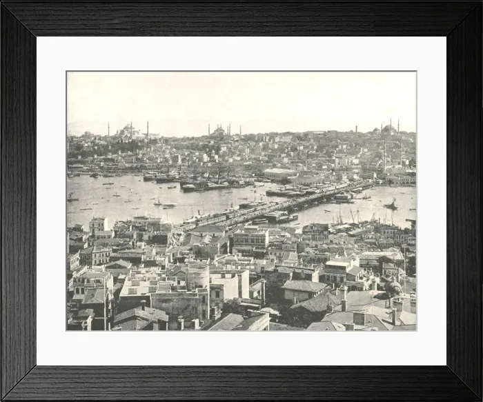 Framed Print : The Galata bridge across the Golden Horn, Constantinople, Ottoman Empire, 1895. Creator Framed Print : The Galata bridge across the Golden Horn, Constantinople, Ottoman Empire, 1895. Creator