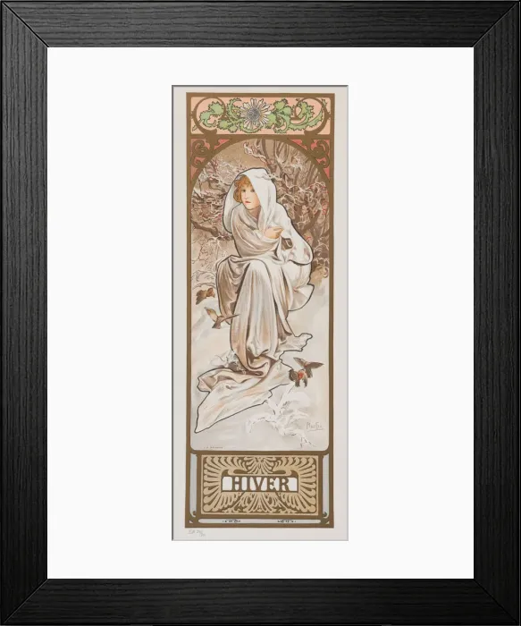 Framed Print : Les Saisons. Hiver, 1897. Creator: Mucha, Alfons Marie (1860-1939) Framed Print : Les Saisons. Hiver, 1897. Creator: Mucha, Alfons Marie (1860-1939)