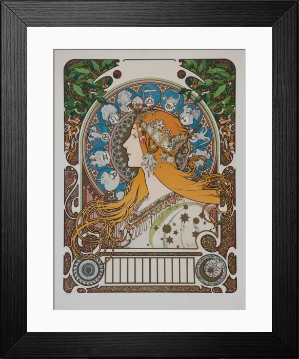Framed Print : Zodiaque (Zodiac), 1896. Creator: Mucha, Alfons Marie (1860-1939) Framed Print : Zodiaque (Zodiac), 1896. Creator: Mucha, Alfons Marie (1860-1939)