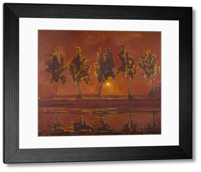 Framed Print : Trees on the Gein with moon rising, 1907. Creator: Mondrian, Piet (1872-1944) Framed Print : Trees on the Gein with moon rising, 1907. Creator: Mondrian, Piet (1872-1944)