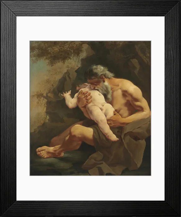 Framed Print : Saturn devouring his son. Creator: Lama, Giulia (1681-1747) Framed Print : Saturn devouring his son. Creator: Lama, Giulia (1681-1747)