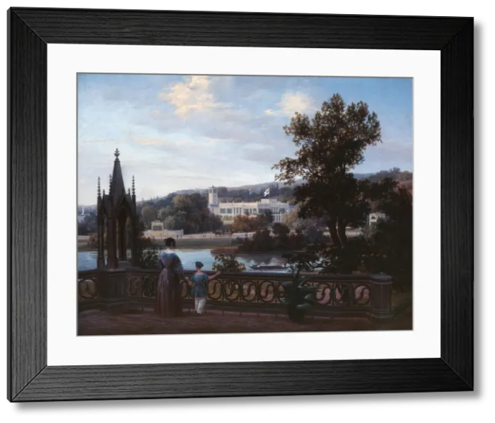Framed Print : View of Glienicke Palace from Babelsberg, c. 1838. Creator: Freydanck, Carl Daniel (1811-1887) Framed Print : View of Glienicke Palace from Babelsberg, c. 1838. Creator: Freydanck, Carl Daniel (1811-1887)