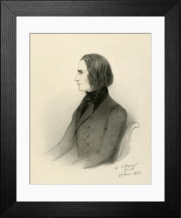 Framed Print : F. Liszt, 1840. Creator: Richard James Lane Framed Print : F. Liszt, 1840. Creator: Richard James Lane