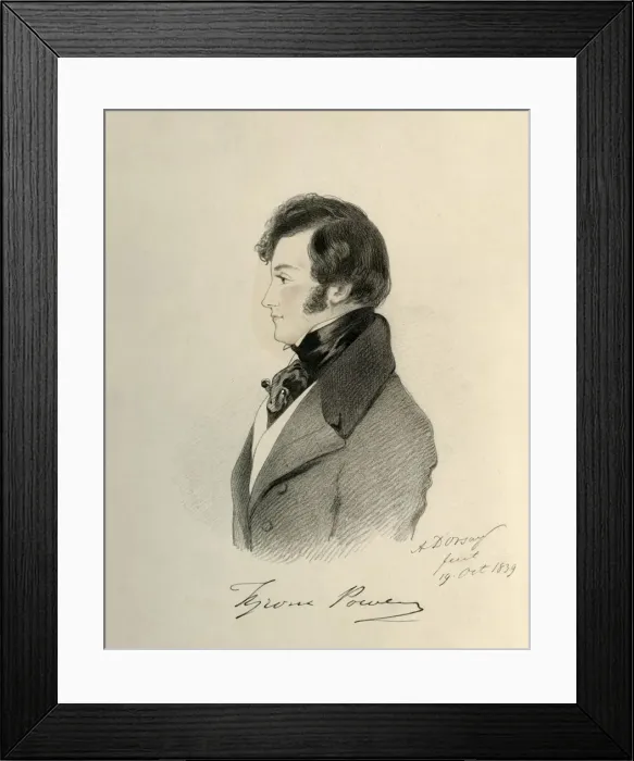 Framed Print : Tyrone Power, 1839. Creator: Richard James Lane Framed Print : Tyrone Power, 1839. Creator: Richard James Lane