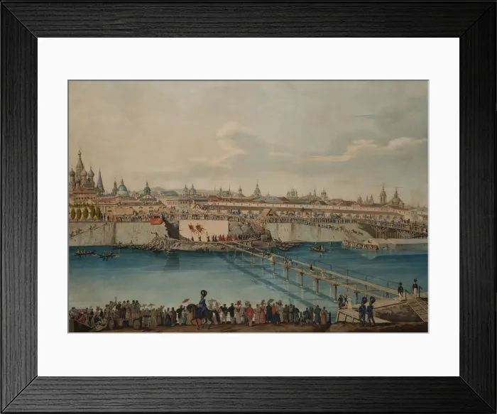 Framed Print : Cornerstone Laying Ceremony for the Moskvoretsky Bridge in Moscow, 1830. Creator: Hampeln Framed Print : Cornerstone Laying Ceremony for the Moskvoretsky Bridge in Moscow, 1830. Creator: Hampeln