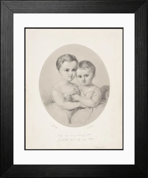 Framed Print : The granddaughters Fanny and Cecile Hensel, ca 1860. Creator: Hensel, Wilhelm (1794-1861) Framed Print : The granddaughters Fanny and Cecile Hensel, ca 1860. Creator: Hensel, Wilhelm (1794-1861)