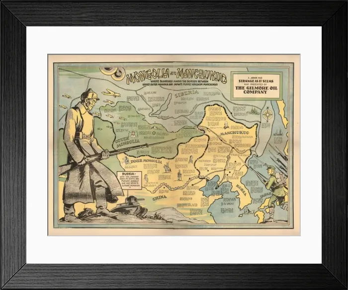 Framed Print : Mongolia and Manchukuo, 1936. Creator: Hix, John (1907-1944) Framed Print : Mongolia and Manchukuo, 1936. Creator: Hix, John (1907-1944)