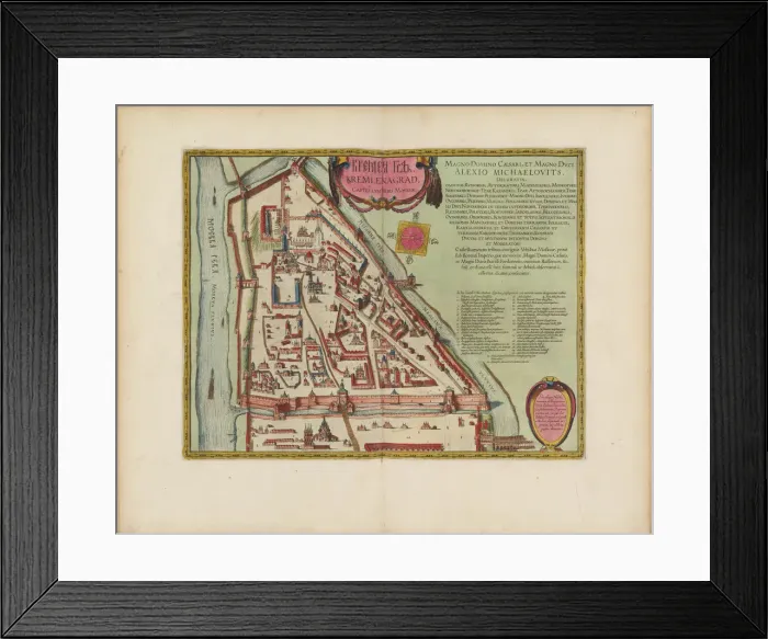Framed Print : The Moscow Kremlin Map of the 16th century (Castellum Urbis Moskvae), ca. 1600. Creator: Blaeu Framed Print : The Moscow Kremlin Map of the 16th century (Castellum Urbis Moskvae), ca. 1600. Creator: Blaeu