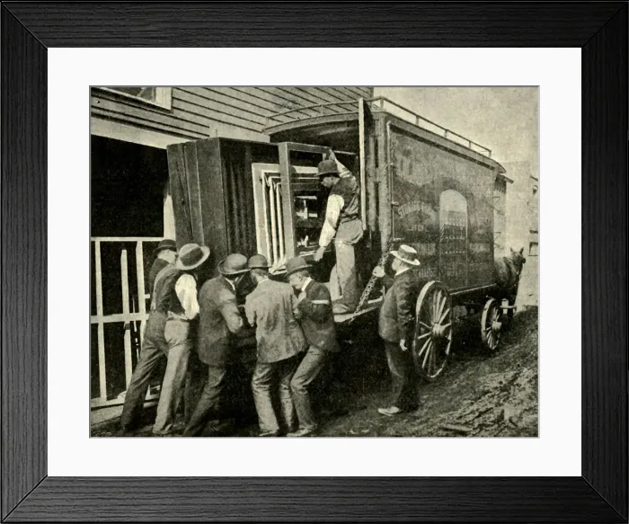 Framed Print : Loading The Camera On A Van For Removal, 1901. Creator: Unknown Framed Print : Loading The Camera On A Van For Removal, 1901. Creator: Unknown