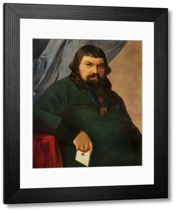 Framed Print : Portrait of Obrazstsov, a Merchant from Rshev, 1830s?, (1965). Creator: Aleksey Venetsianov Framed Print : Portrait of Obrazstsov, a Merchant from Rshev, 1830s?, (1965). Creator: Aleksey Venetsianov