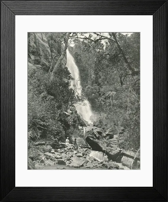 Framed Print : A waterfall near the village, Nuwara Eliya, Ceylon, 1895. Creator: W &s Ltd Framed Print : A waterfall near the village, Nuwara Eliya, Ceylon, 1895. Creator: W &s Ltd