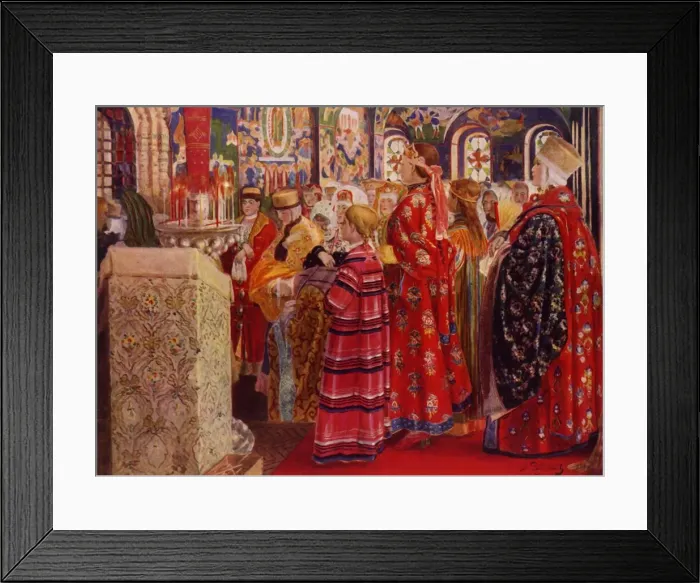 Framed Print : Russian Women of the 17th Century at Church, 1899, (1965). Creator: Andrey Ryabushkin