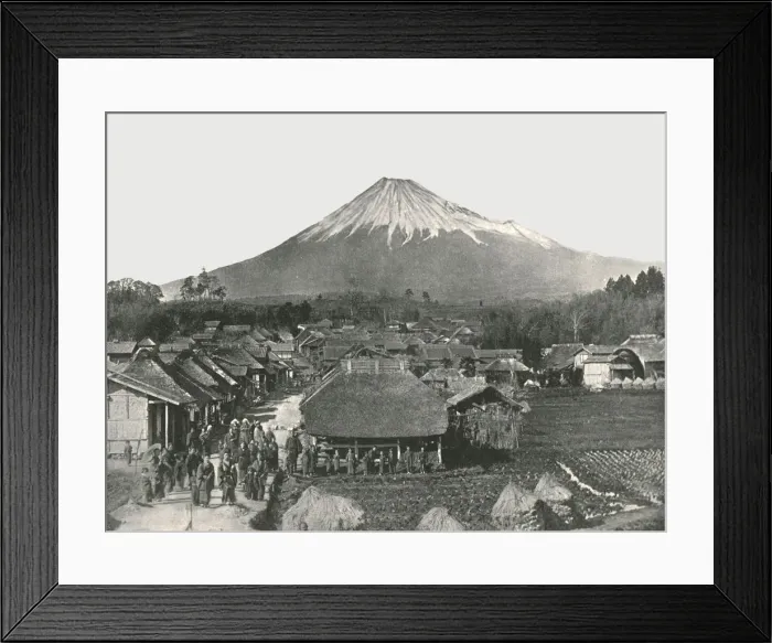 Framed Print : Fujiyama, The Sacred Mountain, from Jedzumi Village, Japan, 1895. Creator: Unknown Framed Print : Fujiyama, The Sacred Mountain, from Jedzumi Village, Japan, 1895. Creator: Unknown