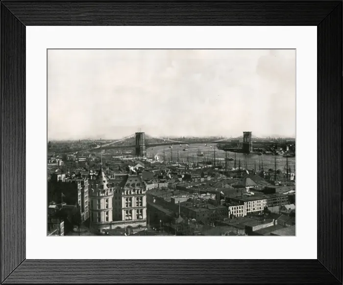 Framed Print : General view showing the Brooklyn Bridge, New York, USA, 1895. Creator: Unknown