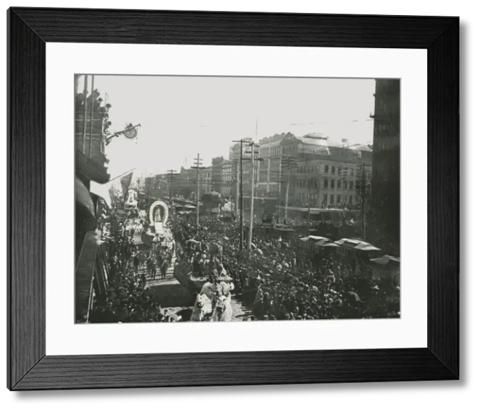 Framed Print : The Mardi Gras parade in Canal Street, New Orleans, USA, 1895. Creator: Unknown Framed Print : The Mardi Gras parade in Canal Street, New Orleans, USA, 1895. Creator: Unknown