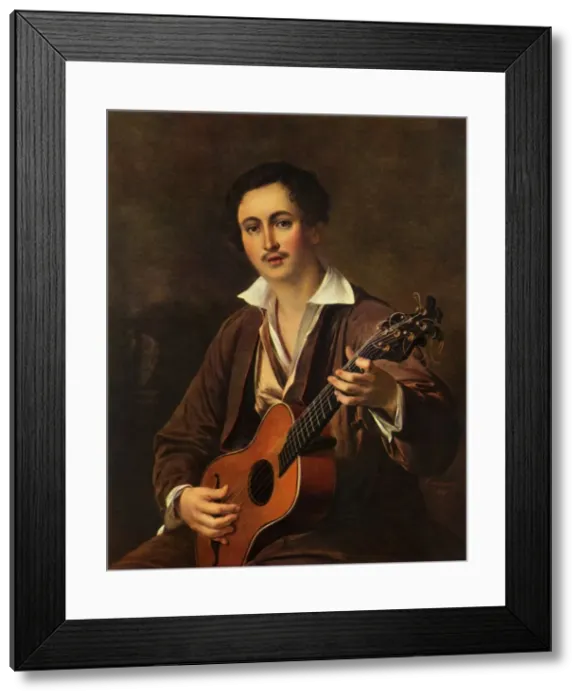 Framed Print : The Guitarist, 1820s, (1965). Creator: Vasily Tropinin Framed Print : The Guitarist, 1820s, (1965). Creator: Vasily Tropinin