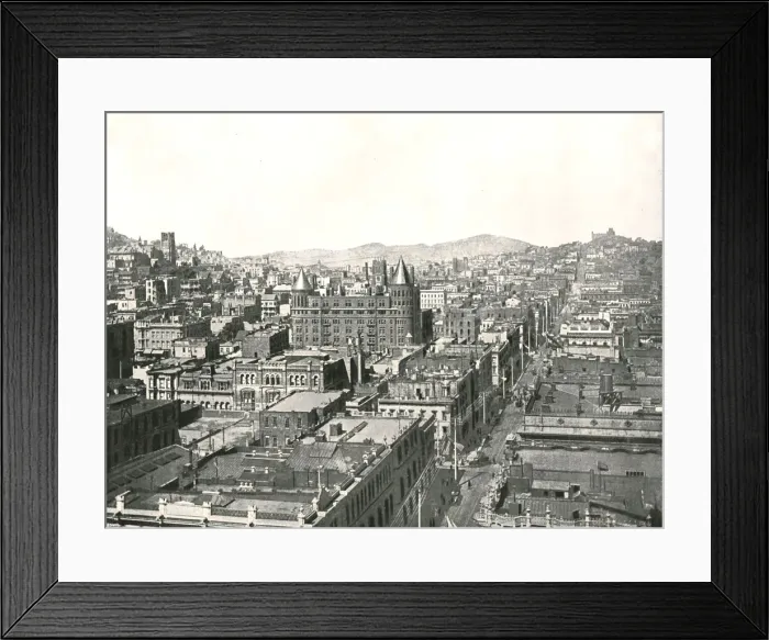 Framed Print : Birds eye view from the tower of the Chronicle Building, San Francisco, USA, 1895 Framed Print : Birds eye view from the tower of the Chronicle Building, San Francisco, USA, 1895