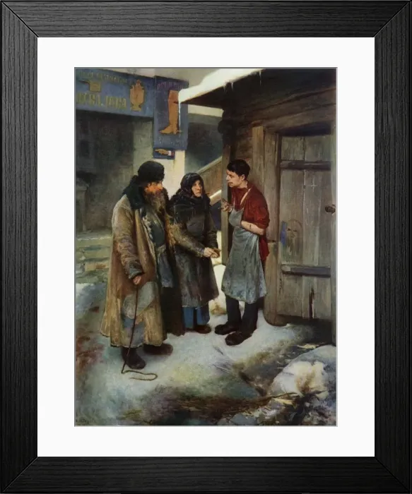 Framed Print : Paying a Visit to their Son, 1894, (1965). Creator: Klavdi Vasilevich Lebedev Framed Print : Paying a Visit to their Son, 1894, (1965). Creator: Klavdi Vasilevich Lebedev
