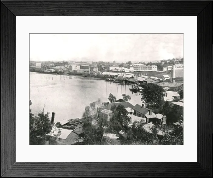 Framed Print : View of the city and the river, Brisbane, Australia, 1895. Creator: Unknown Framed Print : View of the city and the river, Brisbane, Australia, 1895. Creator: Unknown