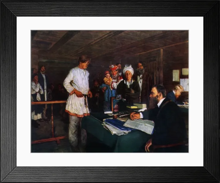 Framed Print : At the Office, late 19th-early 20th century, (1965). Creator: Vladimir Makovsky Framed Print : At the Office, late 19th-early 20th century, (1965). Creator: Vladimir Makovsky
