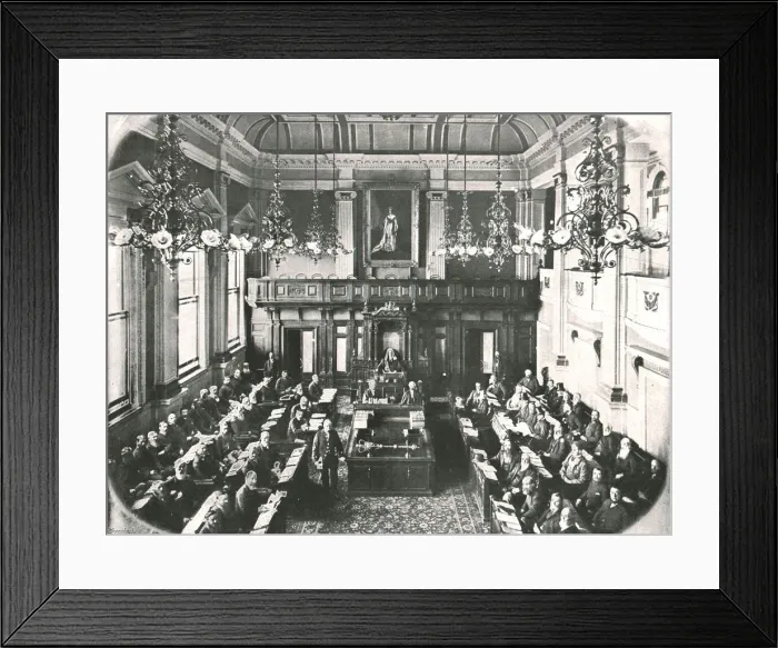 Framed Print : Interior of the House of Assembly, Cape Town, South Africa, 1895. Creator: Unknown Framed Print : Interior of the House of Assembly, Cape Town, South Africa, 1895. Creator: Unknown