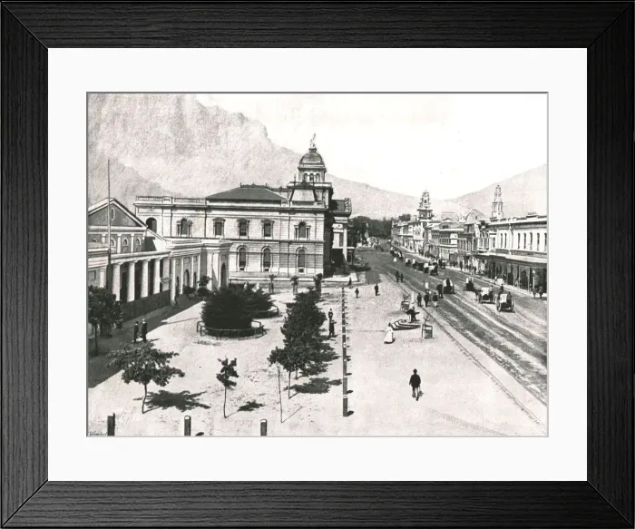 Framed Print : Adderley Street, with the Commercial Exchange and Standard Bank, Cape Town, South Africa, 1895 Framed Print : Adderley Street, with the Commercial Exchange and Standard Bank, Cape Town, South Africa, 1895