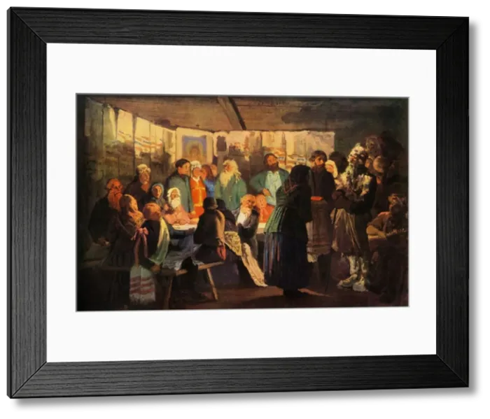 Framed Print : The Magician Arrives at the Village Wedding, 1874, (1965). Creator: Vasily Maksimov Framed Print : The Magician Arrives at the Village Wedding, 1874, (1965). Creator: Vasily Maksimov