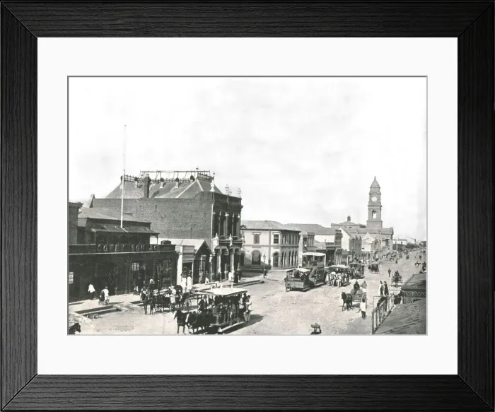 Framed Print : Looking up West Street, Durban, South Africa, 1895. Creator: William Laws Caney Framed Print : Looking up West Street, Durban, South Africa, 1895. Creator: William Laws Caney