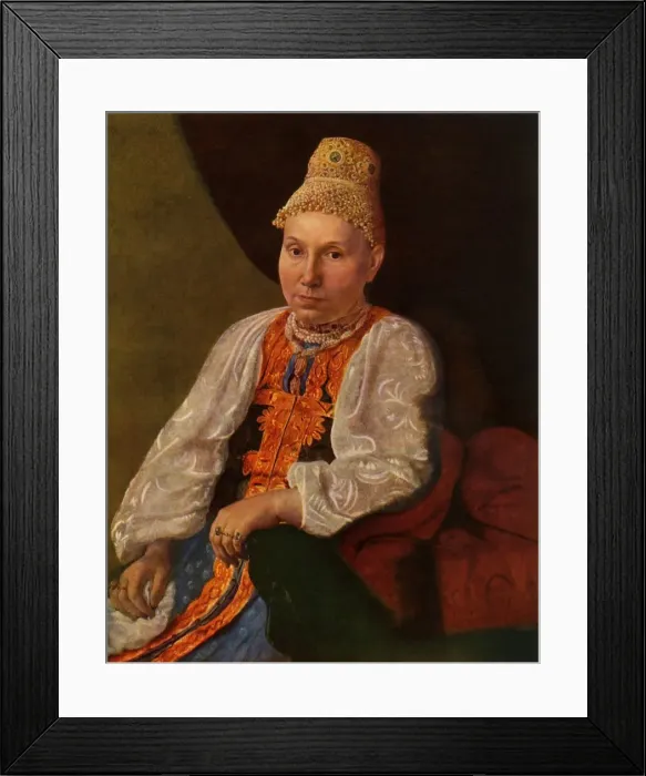 Framed Print : Portrait of the Wife of Obraztsov, the Merchant from Rshev, 1830s?, (1965). Creator Framed Print : Portrait of the Wife of Obraztsov, the Merchant from Rshev, 1830s?, (1965). Creator